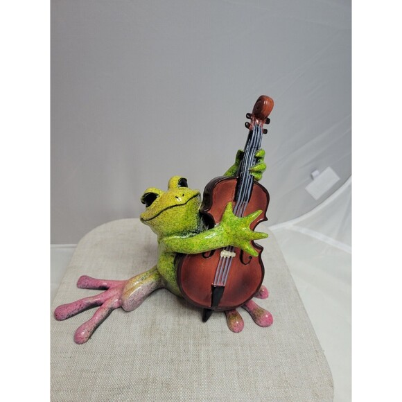 Rare Kitty's Critters Frog Leon w/Bass Cello 20066.5 x 7" EUC Gorgeous Colors
